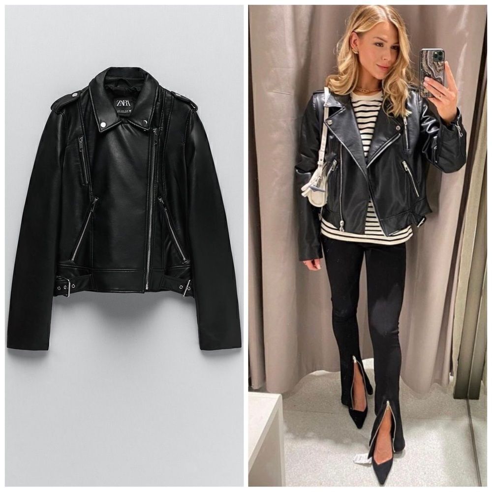 Zara Biker Faux Leather Jacket New